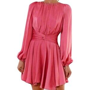 HGps8w Women's Short Formal Dress 2025 Fall Lantern Long Sleeve Ruched Small